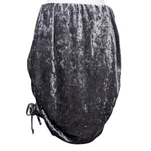 NY Invasion Womens Size Large Skirt Silver Metallic Velvet Ruched Gothic Glam